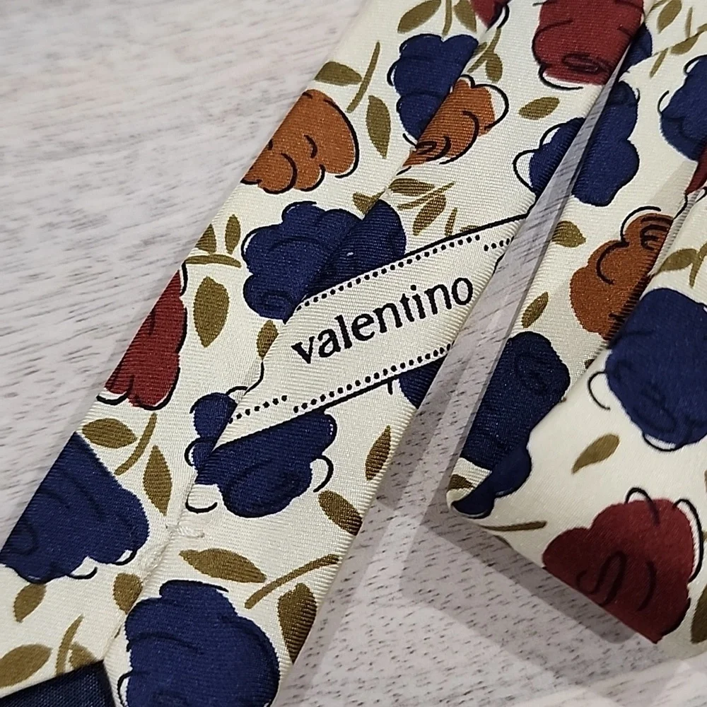 VALENTINO MADE IN ITALY MEN'S ELEGANT TIES BLUE BROWN